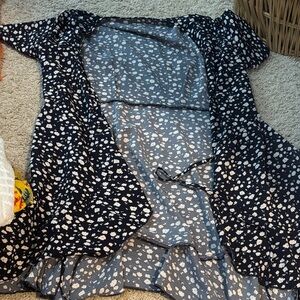 Floral Black and White Kimono Cardigan